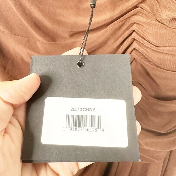 NWT Ieena for Mac Duggal Sleeveless Evening Slit Maxi Dress 8 Chocolate #8067 - Picture 8 of 10